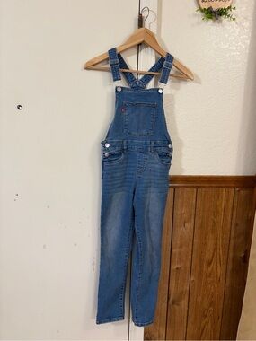 Levi's Blue Denim front bib pocket Overalls classic with Leather Patch size 10